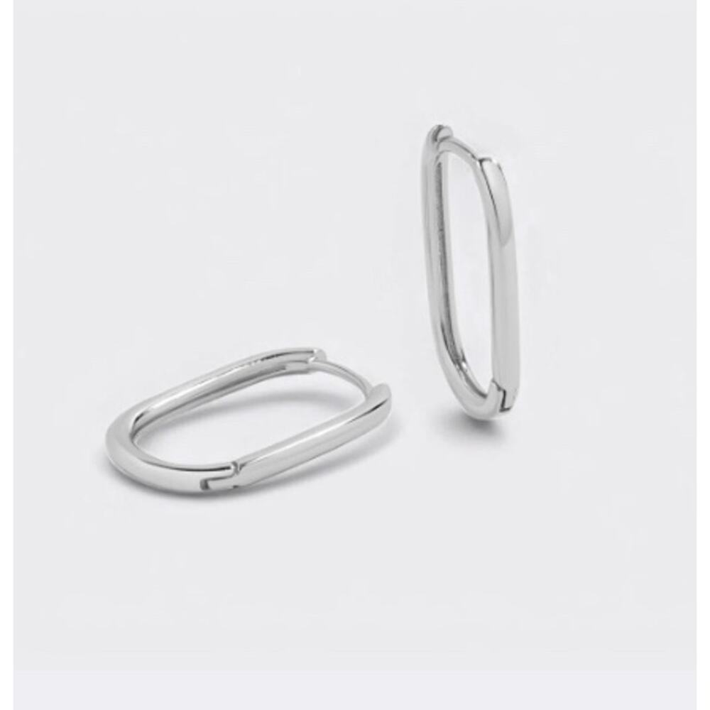 Mint & Lilly Retro Box Huggie Hoop Earrings*Silver Plated Over Brass